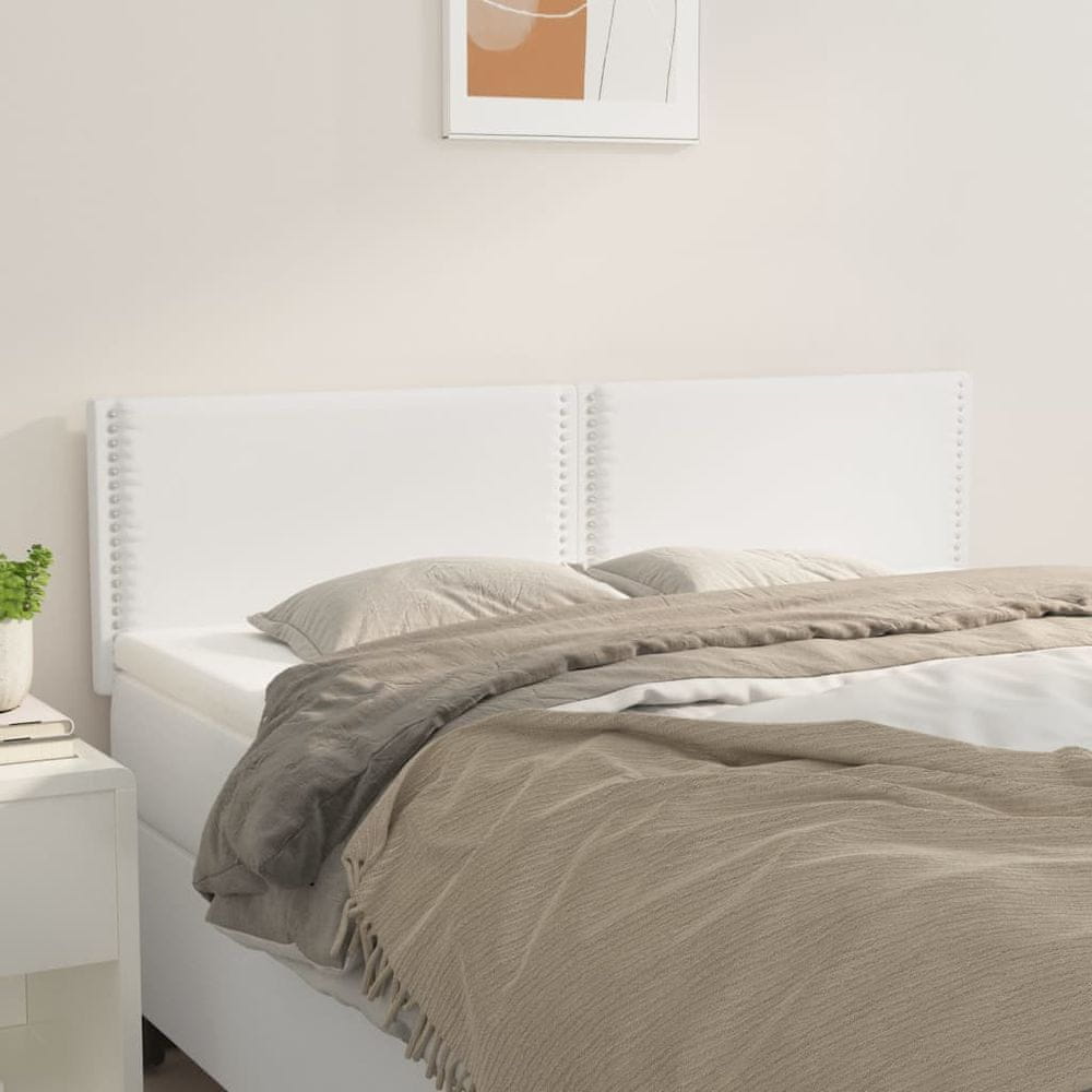 Vidaxl Čelá postele 2 ks biele 72x5x78/88 cm umelá koža